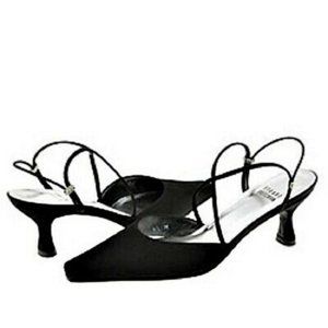 Stuart Weitzman Black Rhinestone Slingbacks